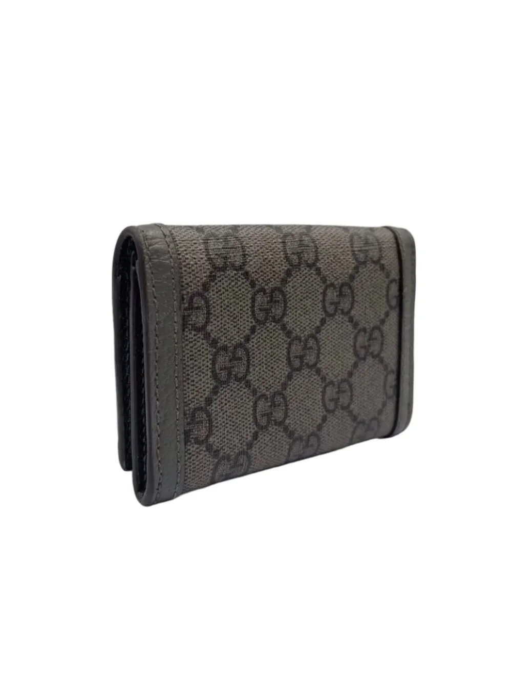 Gucci Ophidia GG Supreme Bifold Business Card Holder Leather Gray Case Silver - Picture 2 of 12